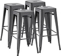 Furmax 30 Inch Metal Bar Stools Set of 4, Counter Height Backless Stools by Furmax