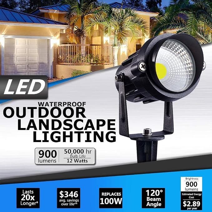 SUNVIE Outdoor Landscape LED Lighting 12W Waterproof Graden Lights COB Led - Image 2