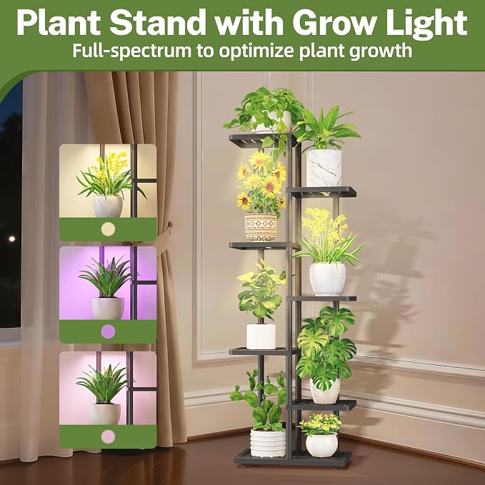 iDavosic.ly Plant Stand with Grow Light Indoor Outdoor, 6-Tier Tall Metal - Image 5