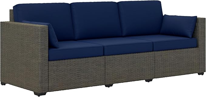 Outsunny Patio Couch PE Wicker Deep Seating Outdoor Sofa by Outsunny