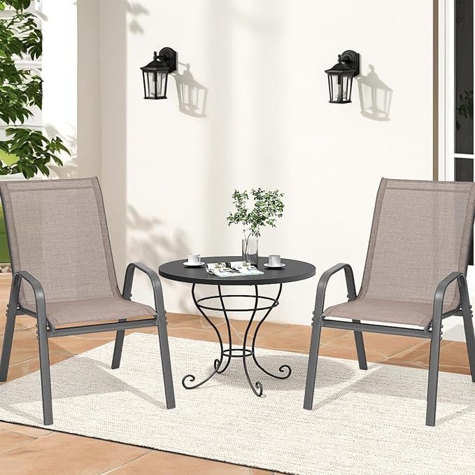 Patio Chairs Set of 2, Easily Set Up Stackable Outdoor Dining Chairs - Image 2
