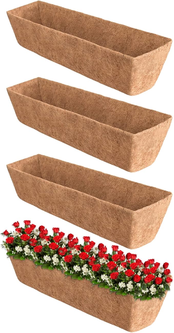 Halatool 4 Pack 36 Inch Trough Coco Fiber Replacement Window Box Liners by HALATOOL