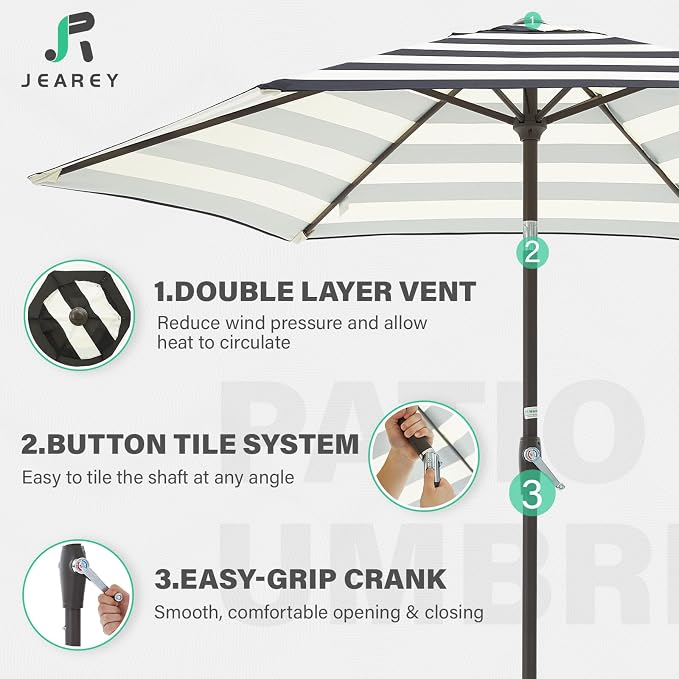 JEAREY 7.5FT Patio Umbrella Outdoor Market Umbrella - Image 3