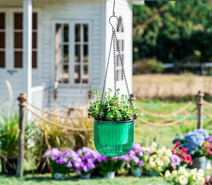 Melphoe 2 Pack Self Watering Hanging Planters Indoor Flower Pots, 6.5 Inch - Image 2