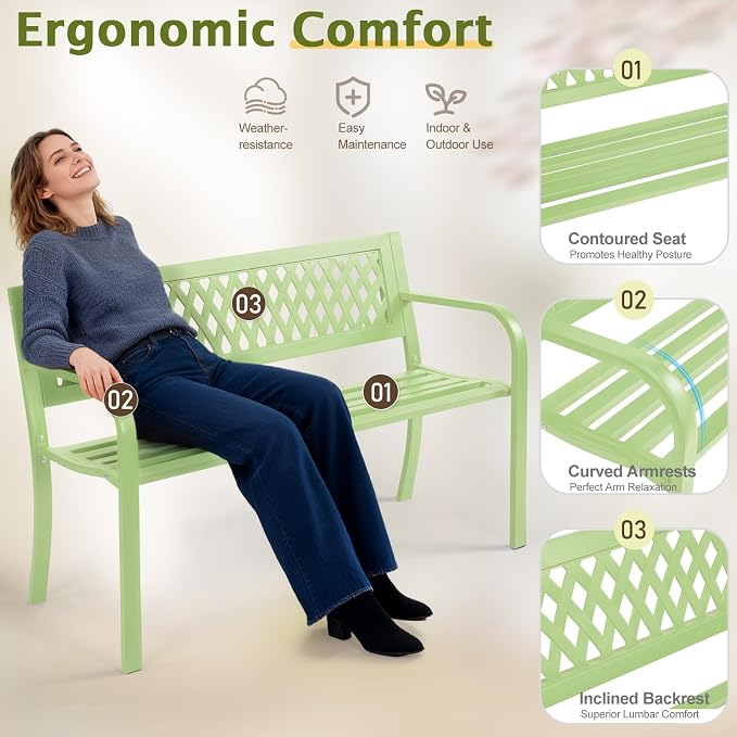 Outvita Outdoor Bench, Patio Bench - Image 6