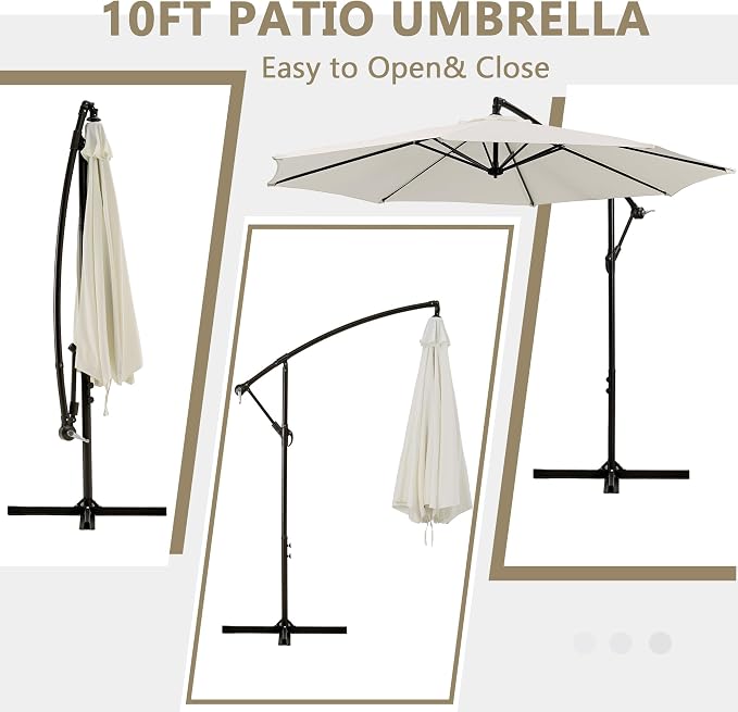 VECELO 10ft Offset Patio Umbrella, Cantilever Umbrella, Hanging Outdoor - Image 6