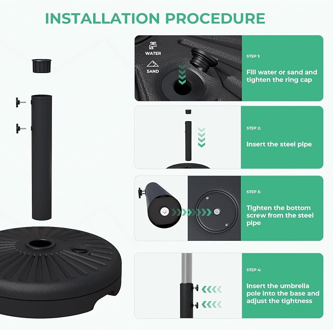 JEAREY 81.5lb Max Capacity Patio Umbrella Stand, Outdoor Umbrella Base Water - Image 4