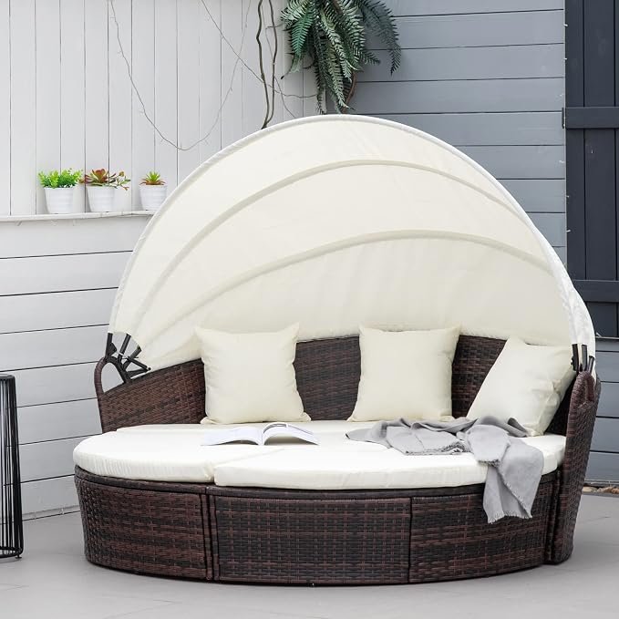 Outsunny 4-Piece Round Convertible Daybed - Image 2