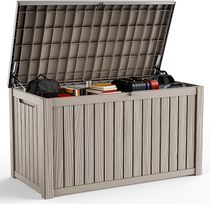 DRATO 200 Gallon Deck Box, Waterproof Resin Large Outdoor Storgae Box by DRATOprovidesawarmandcozy