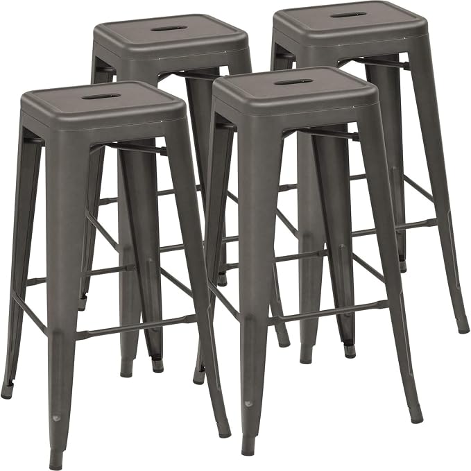 Devoko Metal Bar Stools 30" Indoor Outdoor Stackable Barstools Modern Style by DEVOKO