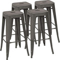Devoko Metal Bar Stools 30" Indoor Outdoor Stackable Barstools Modern Style by DEVOKO