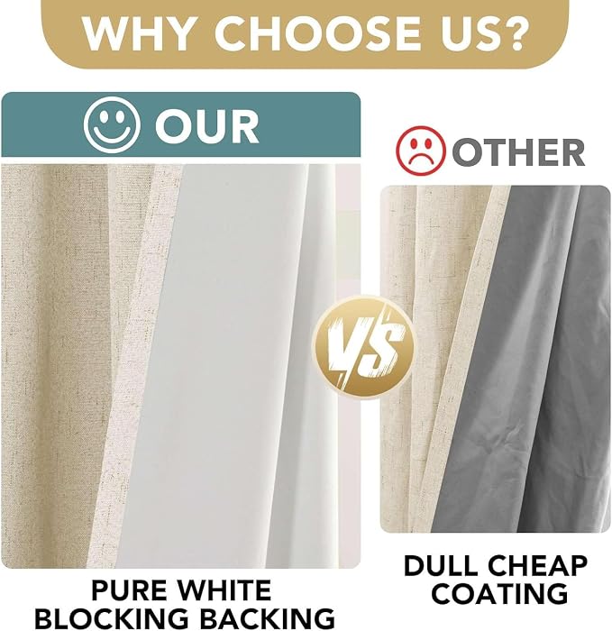H.VERSAILTEX Linen Curtains 100% Blackout Curtains - Image 3