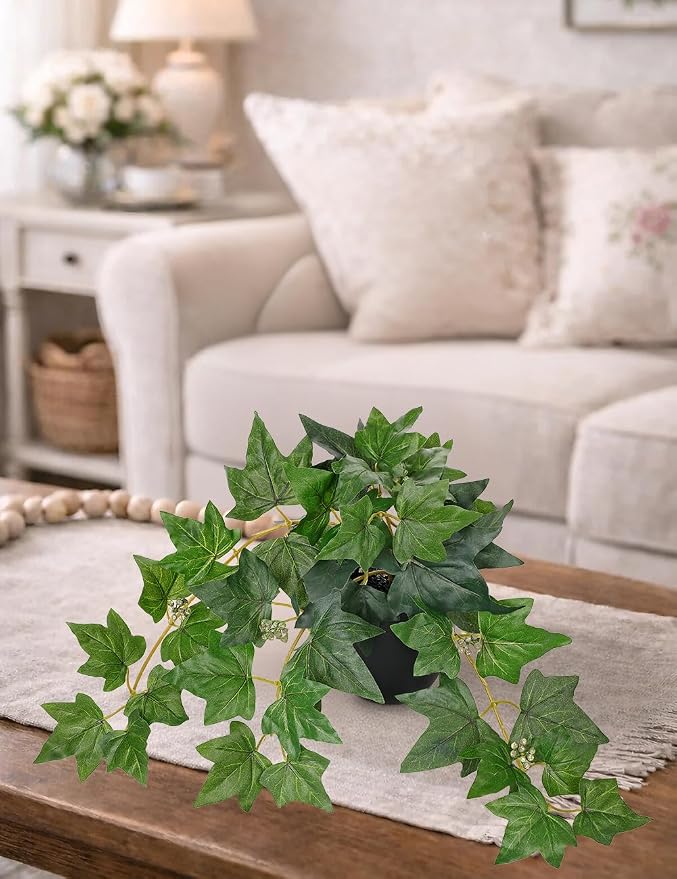 17.7" Artificial Plants Indoor Home Decor, Fake Potted Silk Plants - Image 5