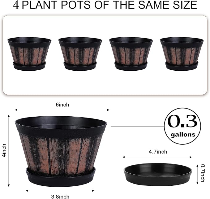 Quarut 6 inch Brown Barrel Planters - Image 2