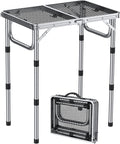 Anbte 2ft Folding Grill Table, Adjustable Height Max 27.5" Aluminum Camping by Anbte