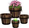 Adnee 4 Pack Wooden Whiskey Barrel Planters by Adnee
