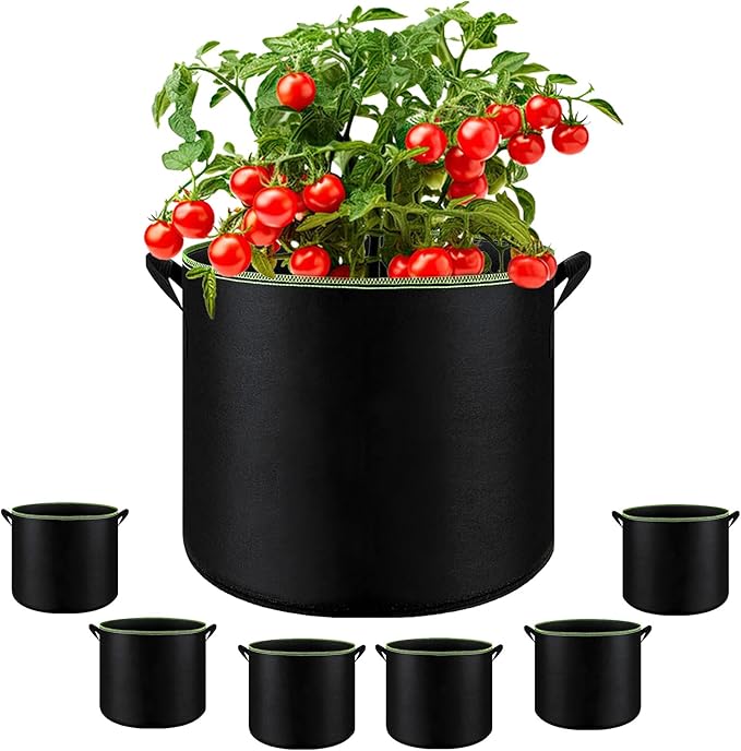 6-Pack 10 Gallon Grow Bags - 300G Heavy Duty Aeration Fabric Pots by SouilGoal
