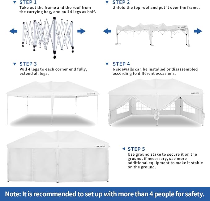 OASISHOME Pop-up Gazebo Canopy Tent 10'x20' - Image 5