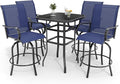 5 PCS Outdoor Bar Set with Outdoor Bistro Table and Chairs Set of 4, Bar Height by LuyFuitre