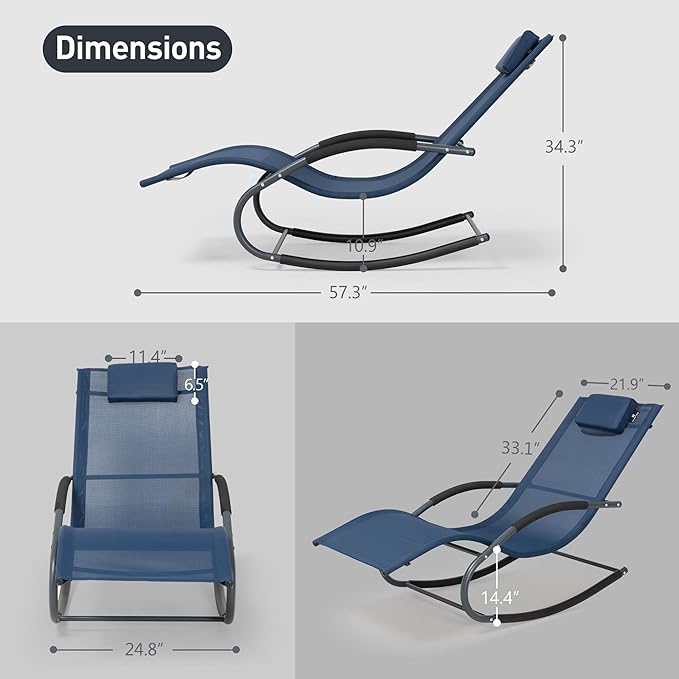 Outdoor Lounge Chair with Pillow, Chaise Lounge Chair - Image 3