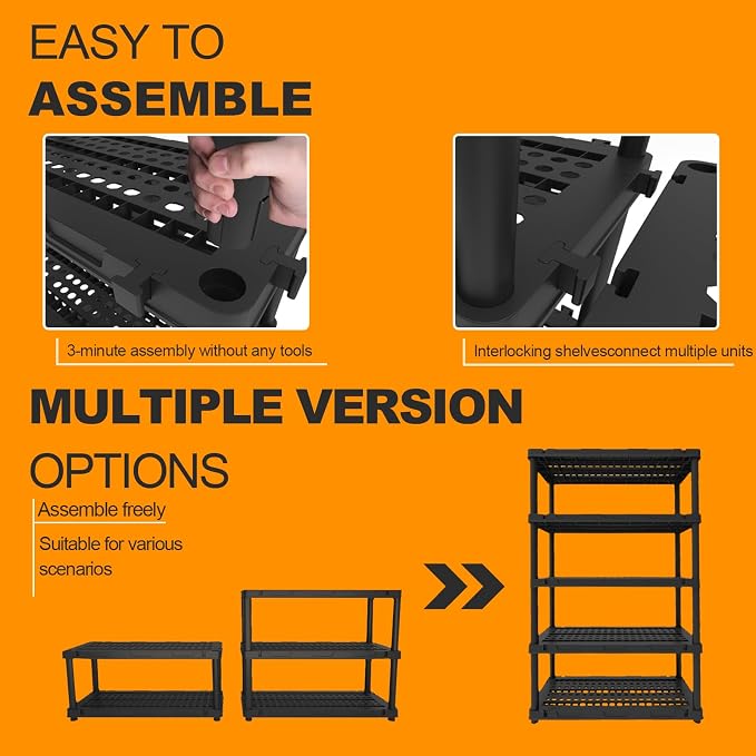Plastic Storage Shelves, Plastic Heavy Duty Shelves 16.93" D x 35.43" W x - Image 5