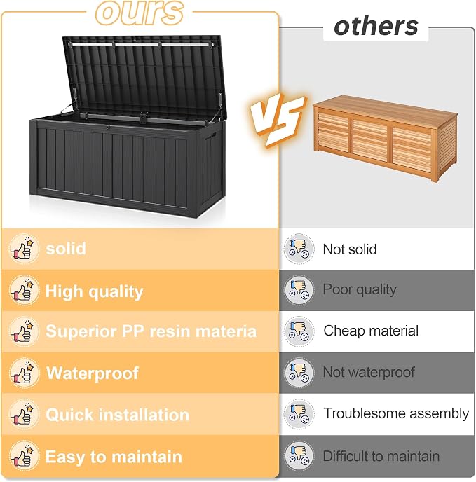 Outdoor Storage Box, Resin Deck Boxes Indoor and outdoor, Waterproof Storage - Image 3