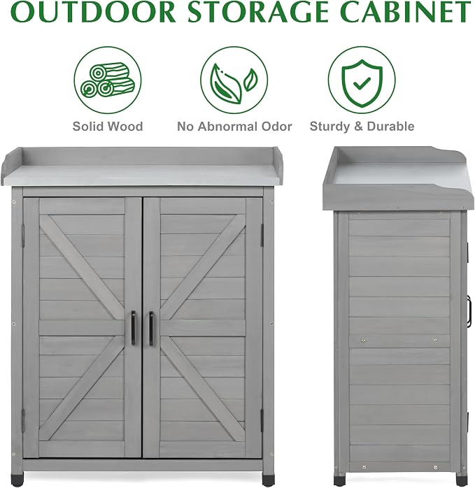 Outdoor Storage Cabinet & Potting Bench Table - Image 4