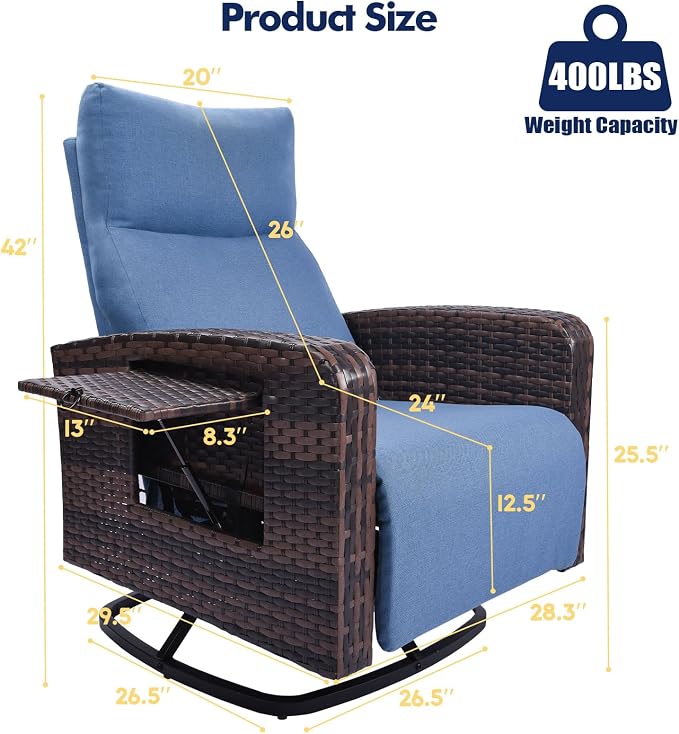 Outdoor Recliner Chair, Wicker Patio Recliners - Image 2