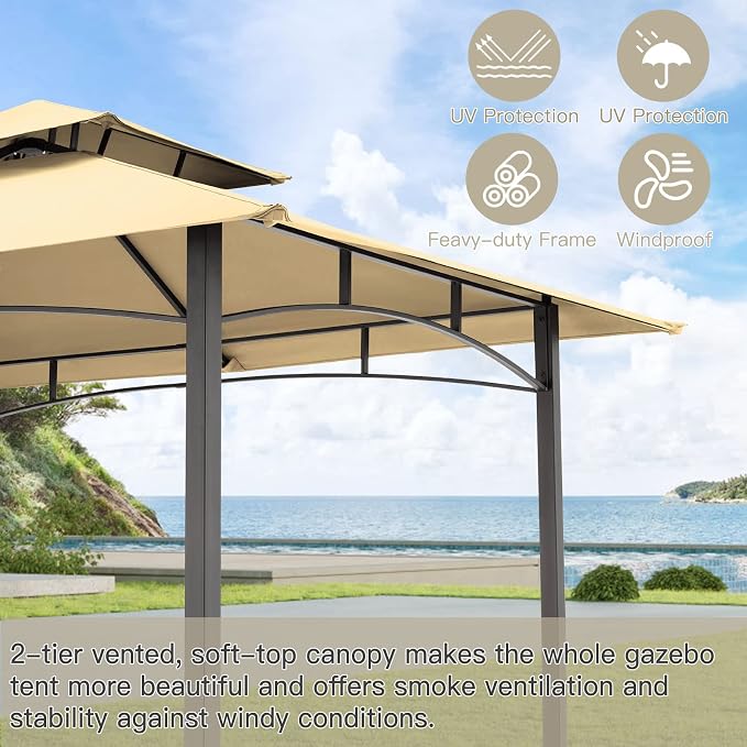 AECOJOY 8' x 5' Outdoor Grill Gazebo Canopy, BBQ Canopy - Image 2