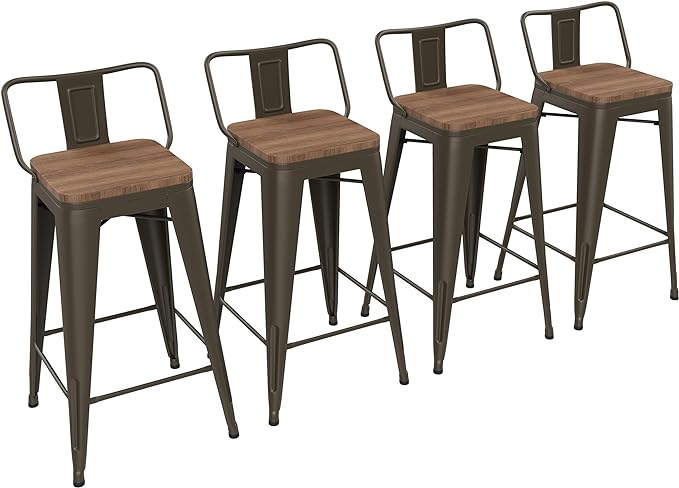 Yongchuang 26 inch Bar Stools Set of 4 Industrial Kitchen Counter Height by YongchuangInternational