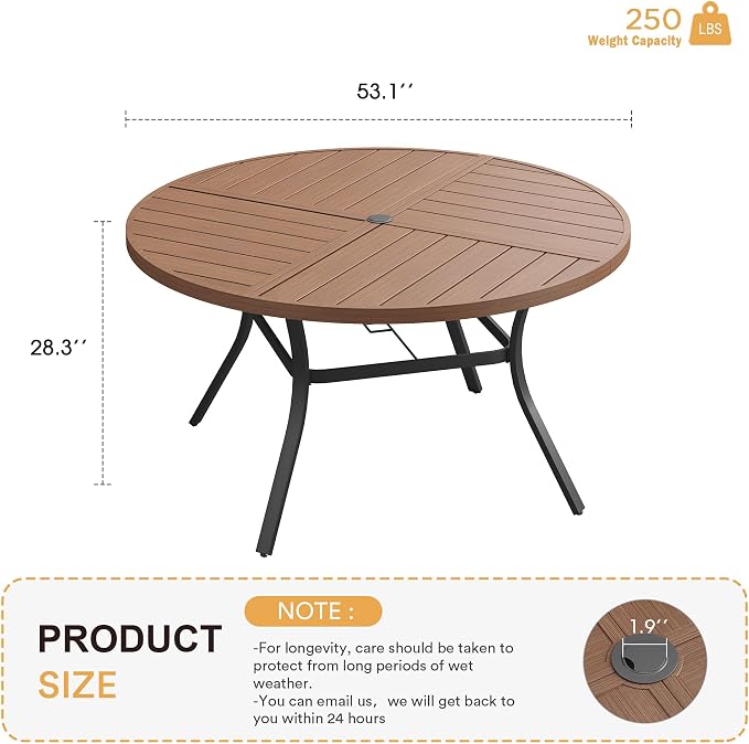 VICLLAX Round Patio Table with Adjustable Umbrella Hole - Image 3