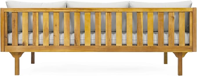 Merax 67.5" Outdoor Patio Daybed 3 Seater Sofa Bed, Acacia Wood Frame - Image 6