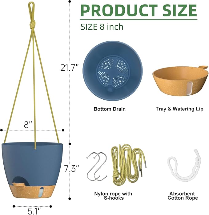 ZMTECH Hanging Planter 8 Inch, 2 Pack Hanging Baskets - Image 2