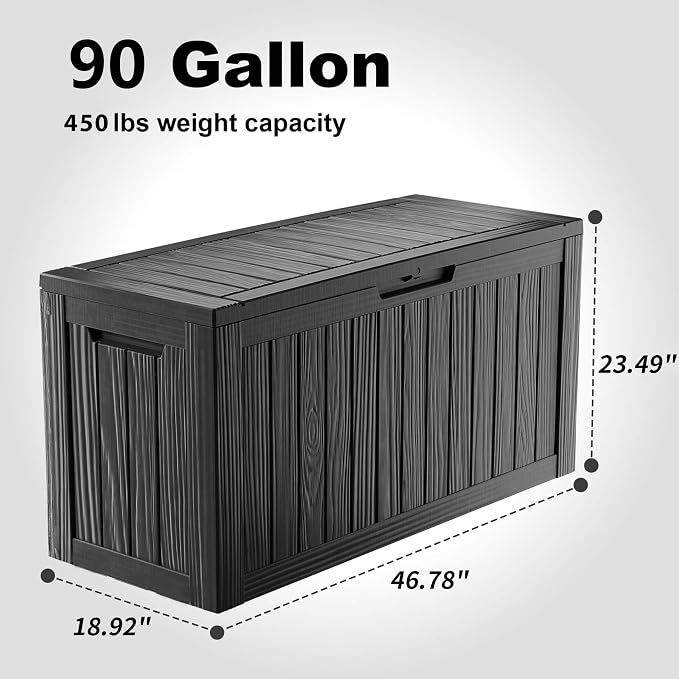 90 Gallon Waterproof Outdoor Storage Box, Resin Deck Box, Lockable Outside - Image 2