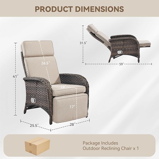Zero Gravity Wicker Patio Recliner Chairs Set of 2 - Image 2