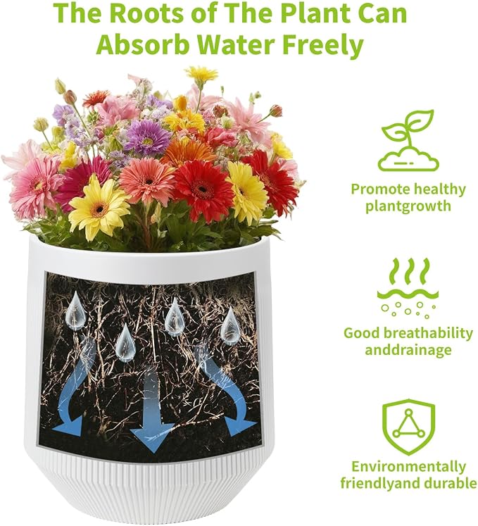 Plant Pots，Set of 2 Plastic Large Pots - Image 6