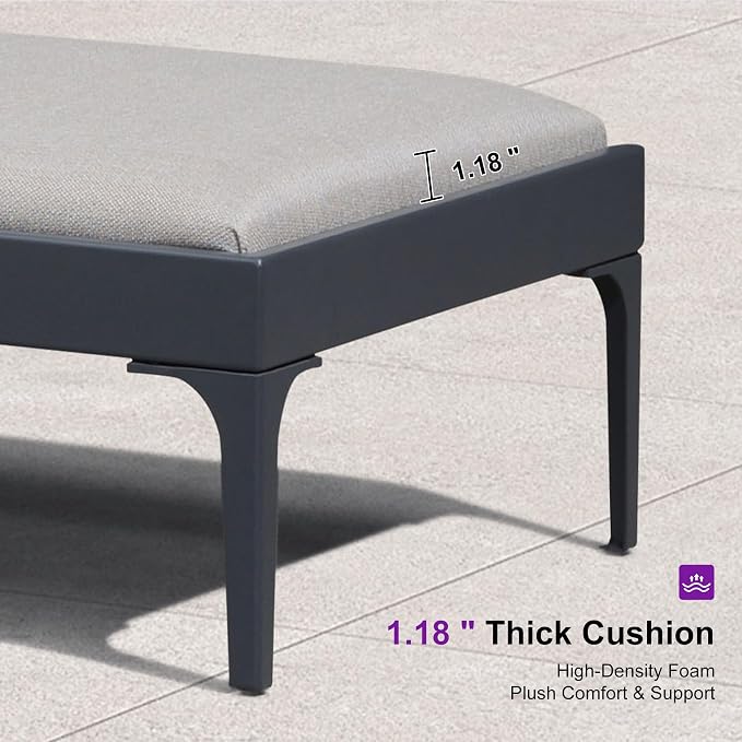 PURPLE LEAF Outdoor Chaise Lounge Set of 3 Aluminum Adjustable Patio Lounger - Image 4