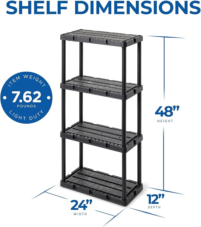 Gracious Living Light Duty Storage Shelves, Knect-A-Shelf 4-Shelf Ventilated - Image 3