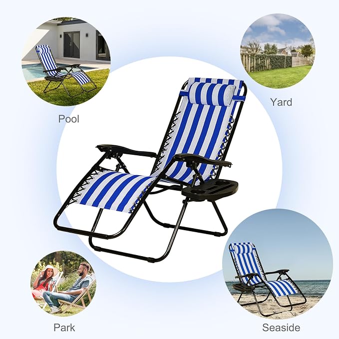Nazhura Set of 2 Relaxing Recliners Patio Chairs Adjustable Steel Mesh Zero - Image 8