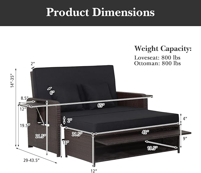 RELAX4LIFE Wicker Patio Outdoor Daybed - Image 2