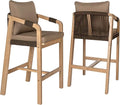 JONATHAN Y BSL1200C-SET2 Porto Modern Coastal Tub Roped Acacia Wood Outdoor Bar by JONATHANY