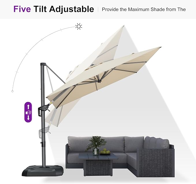 PURPLE LEAF 8'×8' Patio Cantilever Umbrella - Image 7