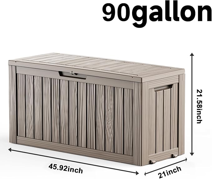 EasyUp 90 Gallon Outdoor Deck Box Waterproof, UV Resistant Resin Outdoor - Image 2