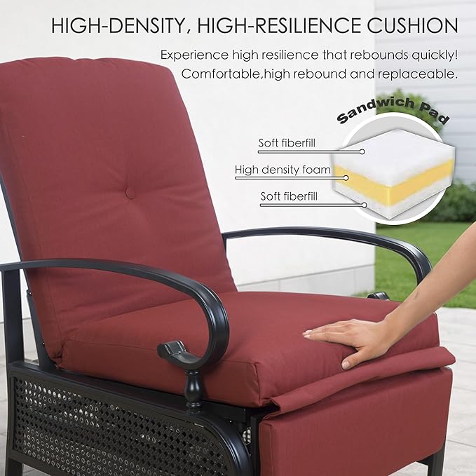 Kozyard Adjustable Outdoor Reclining Lounge Chair, Cushioned Patio Chaise Lounge - Image 3