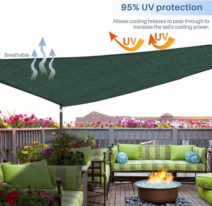 E&K Sunrise 18' x 18' x 18' Sun Shade Sail Triangle Canopy Shade Cover UV Block - Image 5