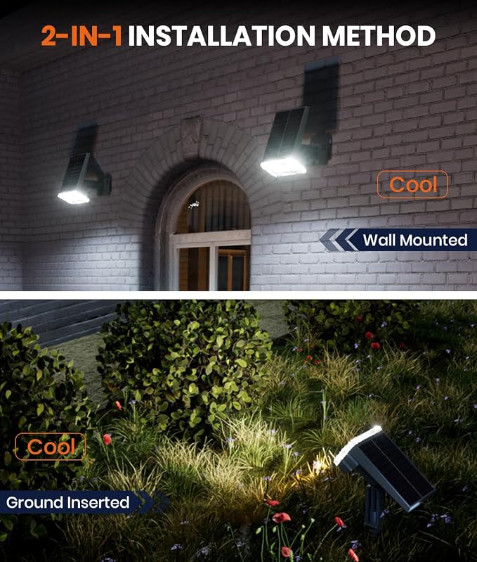 2-Pack Solar Lights Outdoor Waterproof IP67, 3 Color Modes - Image 8