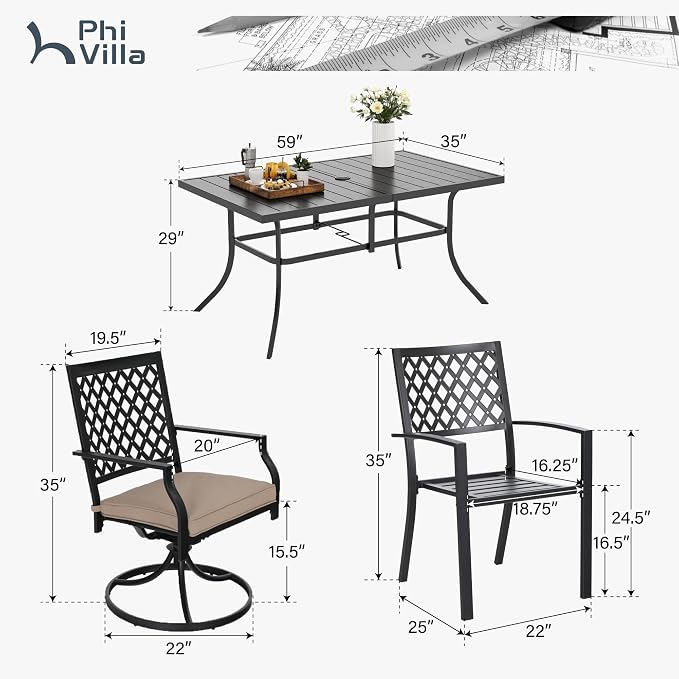 PHI VILLA 7 Pieces Outdoor Dining Set - Image 9