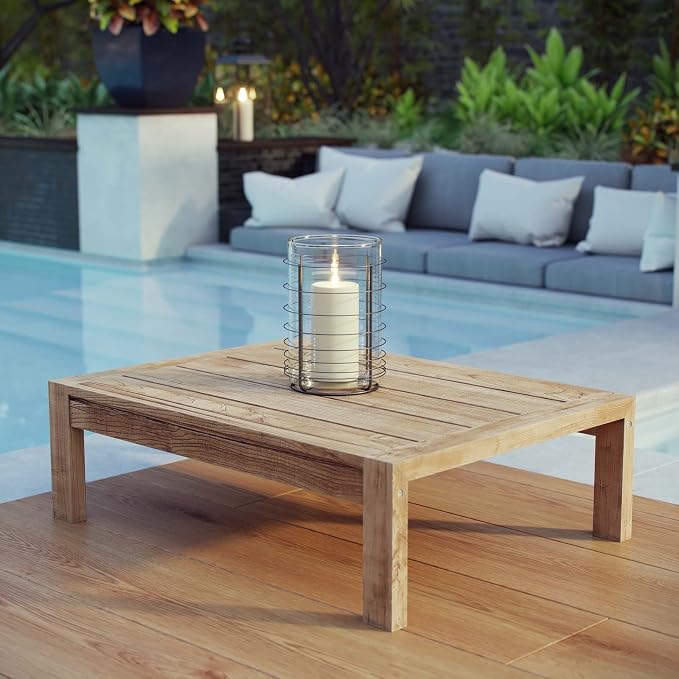 Modway Upland Teak Wood Outdoor Patio Coffee Table in Natural - Image 2