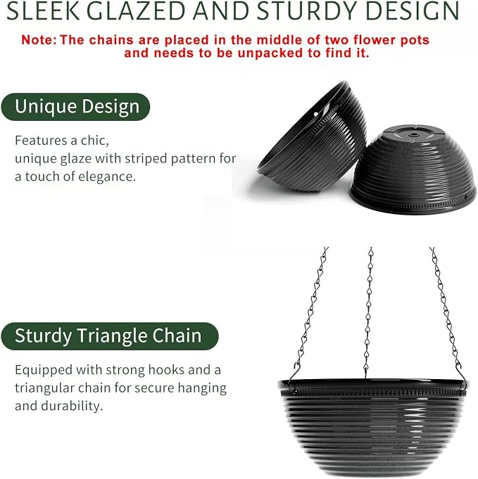 2 Pack Hanging Planters for Indoor Outdoor Plants, 10 Inch Hanging Planter - Image 2