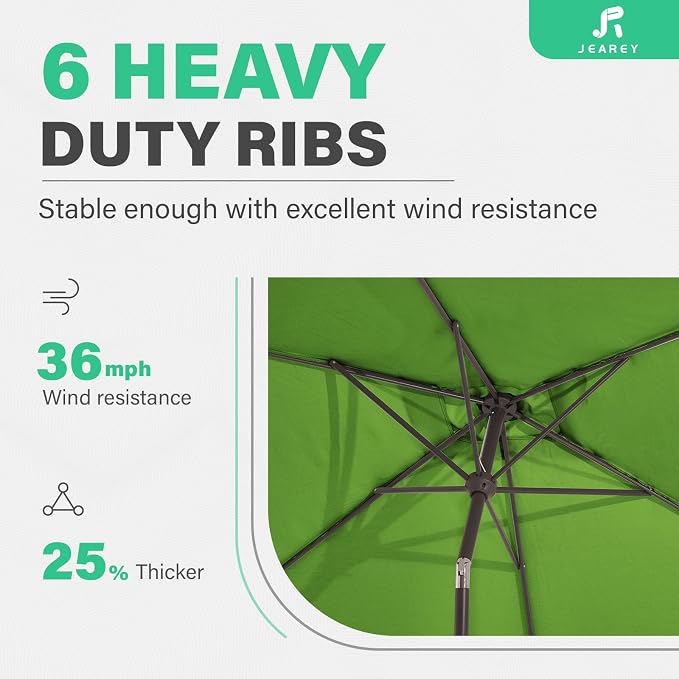 JEAREY 6.5x10 ft Rectangular Patio Umbrellas Rectangle Outdoor Umbrella - Image 9